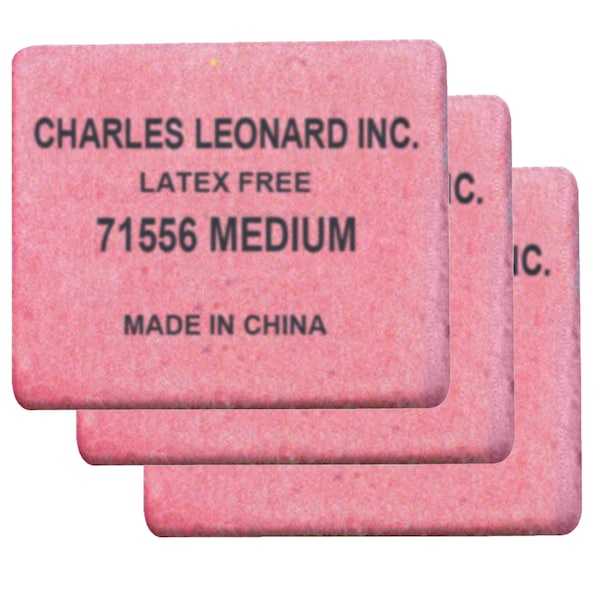 Charles Leonard Medium Synthetic Pink Block Erasers, PK180 71556 - main